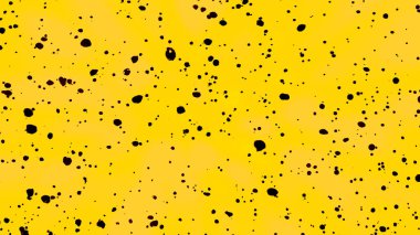 Sarı yüzeyde lekeler var. El boyası, suluboya fırça darbeleri, mürekkep lekeleri..