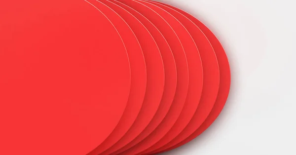 Piros Fehér Absztrakt Banner Sablon Kerek Formákkal — Stock Fotó