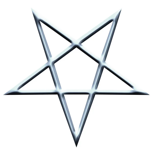 Símbolo Pentagrama Invertido Cruz Wicca Azufre Círculo Hechizo Rúnico Metálico —  Fotos de Stock