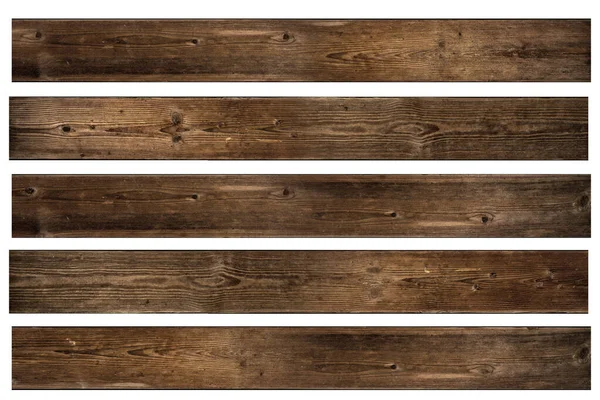 Set Isolated Walnut Wood Texture Big Brown Wood Planks Wall — Stock Photo, Image