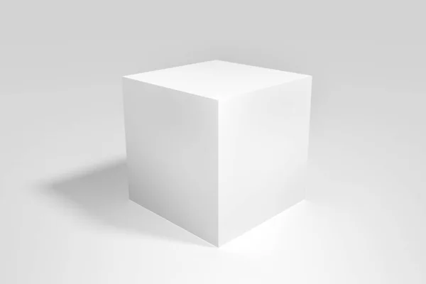 Cubo Plástico Real Geométrico Sobre Fundo Branco — Fotografia de Stock