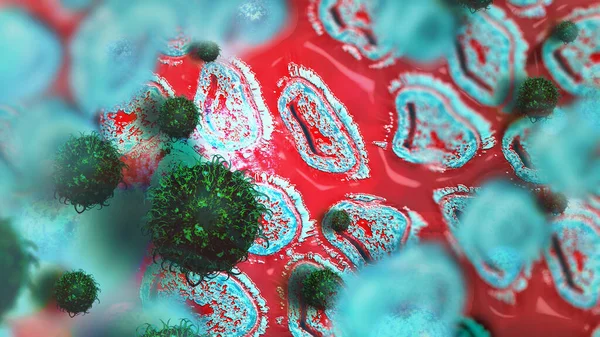 Virus Manusia Flu Terlihat Bawah Mikroskop Penyakit Virus — Stok Foto