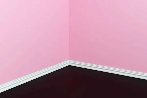 Canto Vazio Com Paredes Cor Rosa Piso Preto Gradiente Estúdio — Fotografia de Stock