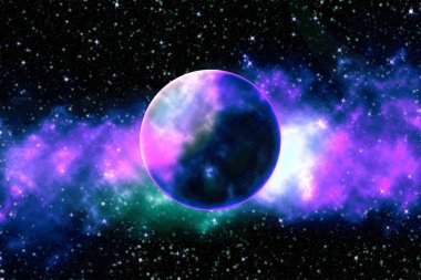 Derin uzayın, galaksilerin, gezegenlerin ve yıldızların renkleri. Astronomik bilimsel arkaplan.