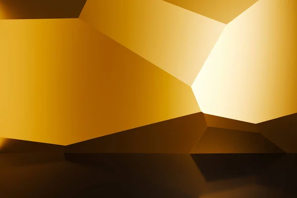 Gyönyörű arany stúdió szoba. Luxus arany elvont háttér. 3d renderelés — Stock Fotó