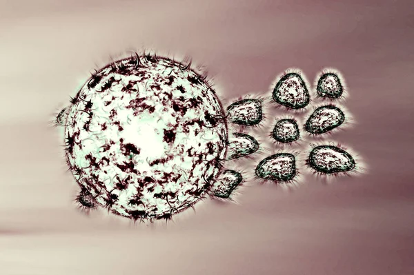Vírus Humano, gripe, visão de um vírus ao microscópio, Vírus dise — Fotografia de Stock