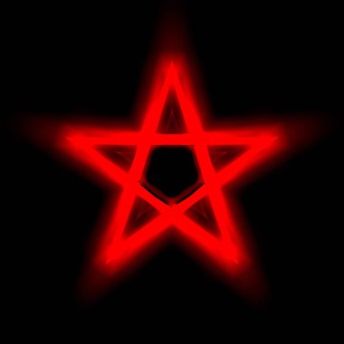 Ters Pentagram sembolü. Wiccan sembolleri- Sülfür Haçı. Bloo