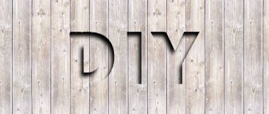 Ahşap tezgahta ahşap yazı tipi. Kendin yap konsept. 3d illüstrasyon.