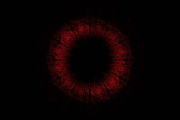 Explosão de luz fractal em pó vermelho no fundo preto. Infinito fundo movimento espacial. Renderização 3d — Fotografia de Stock