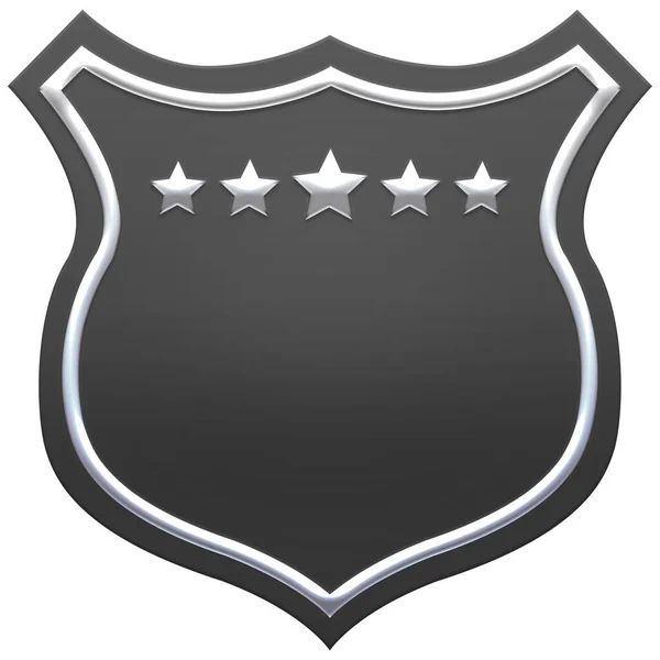 Blank black shield with ribbon. Grey shield. Premium quality banner design. 3D illustration. — Stock Photo, Image