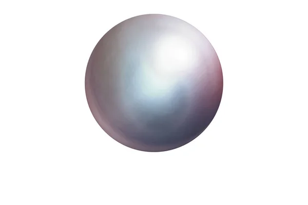 Realistico singolo arcobaleno naturale lucido perla marina con effetti di luce isolati su sfondo bianco. Splendida sfera sferica con riflessi e riflessi trasparenti. Gioielli gemme. Rendering 3D. — Foto Stock