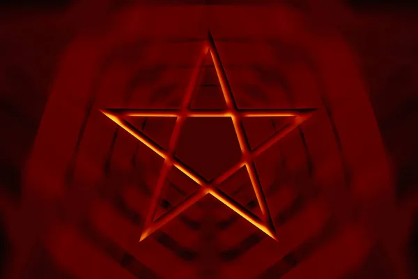 Umgekehrtes Pentagramm-Symbol. wiccan Symbole - Kreuz aus Schwefel. Bloo — Stockfoto