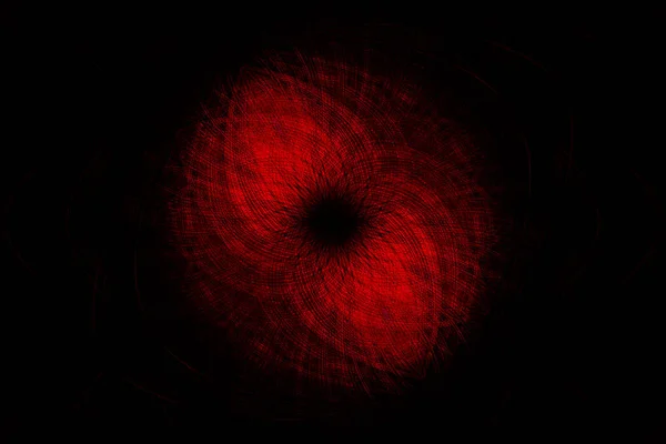 Piros por fraktál fény robbanás fekete háttérrel. Végtelen tér mozgás háttér. 3d renderelés — Stock Fotó