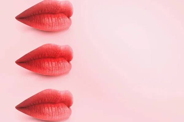 Sexy Lippe. Nahaufnahme schöne Lippen. ein Mädchen mit schönen dicken Lippen, blauem Lippenstift. 3D-Illustration — Stockfoto