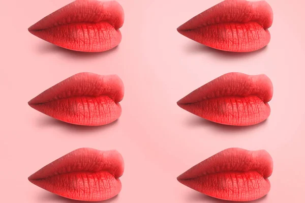 Sexy Lippe. Nahaufnahme schöne Lippen. ein Mädchen mit schönen dicken Lippen, blauem Lippenstift. 3D-Illustration — Stockfoto