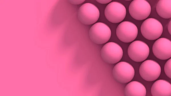 Kozmetik ürünleri posterleri, pankartlar ve broşürler için güzel küreleri olan soyut pembe arka plan. Pembe arka planda küçük boncuklar. 3d hazırlayıcı