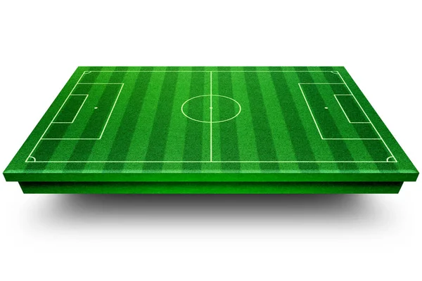 サッカー場、サッカー場コレクションの視点。白い線がピッチをマークしたサッカースタジアム。遠近法の要素3Dイラスト. — ストック写真