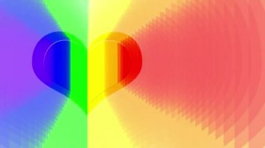 Lgbt bayrağı taşıyan bir kalp seti. 3d görüntüler