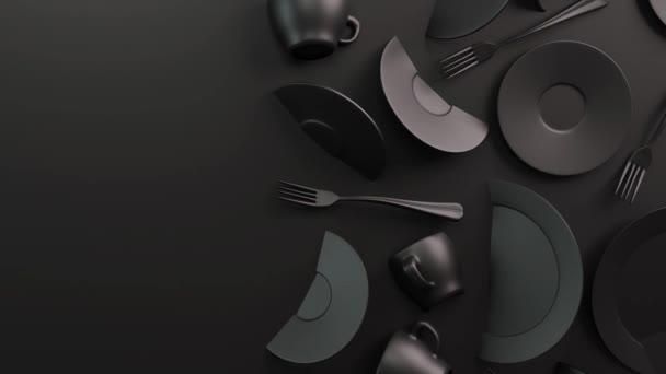 Black Food Background Concept Design Menu Restaurant Cafe Copy Space Royalty Free Stock Video