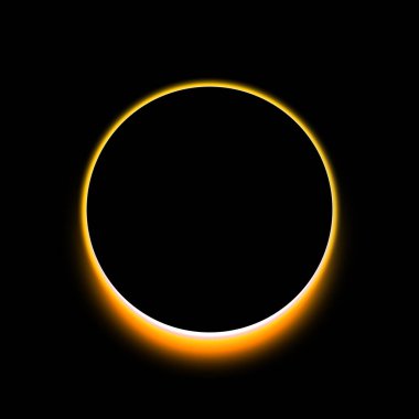 İnanılmaz bir bilimsel arka plan. Koyu kırmızı gökyüzünde tam güneş tutulması. Ay, Dünya ve Güneş arasında geçtiğinde ortaya çıkan gizemli bir doğa olayı. 3d illüstrasyon.