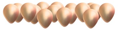 Beyaz arka planda altın balon. Havva için buzlu parti balonları