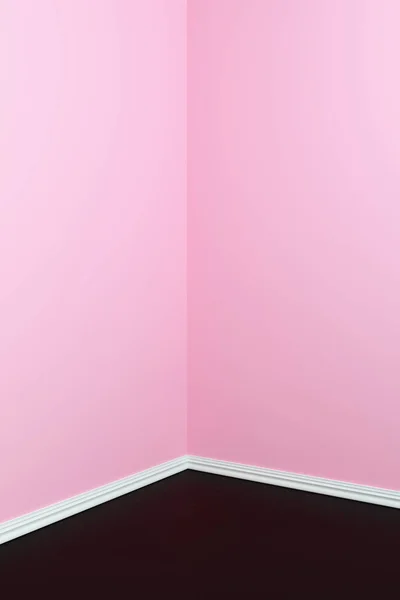Пустой угол с розовыми стенами и черным полом. Пустой студийный градиент используется для фона и отображения вашего продукта. 3d иллюстрация — стоковое фото