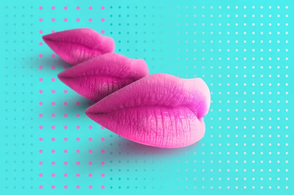 Lábios. Fashion Concept Lipstick. Lábios multicoloridos. Arte mínima moderna . — Fotografia de Stock