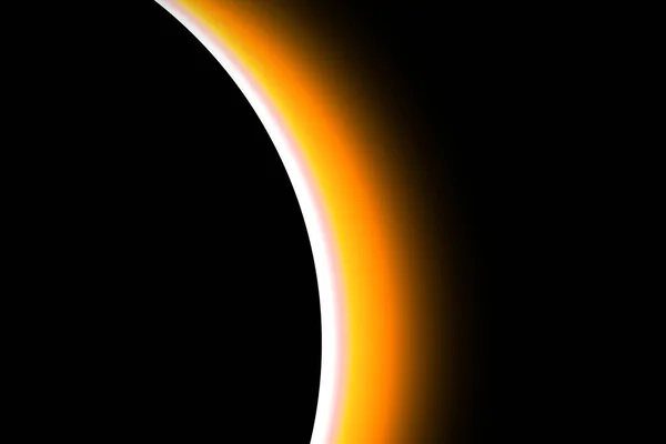 Καταπληκτικό επιστημονικό υπόβαθρο - ολική ηλιακή έκλειψη σε σκούρο κόκκινο λαμπερό ουρανό, μυστηριώδες φυσικό φαινόμενο όταν η Σελήνη περνά μεταξύ του πλανήτη Γη και του Ήλιου. 3D εικονογράφηση. — Φωτογραφία Αρχείου