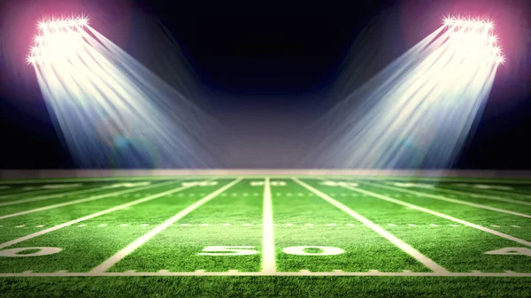 Perspective of football field. Football stadium with white lines