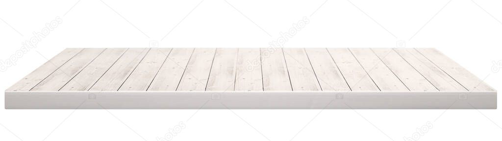 Light wooden table top isolated on white background - can be use