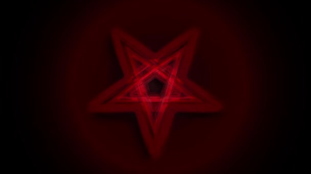 Fordított Pentagram Szimbólum Wiccan Szimbólumok Kereszt Kén Blood Piros Rovásírás — Stock videók