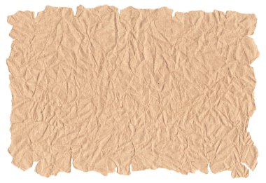 Beyaz arka planda izole edilmiş eski kağıt. Geri dönüştürülmüş kağıt, buruşmuş kağıt, açılmış kağıt..
