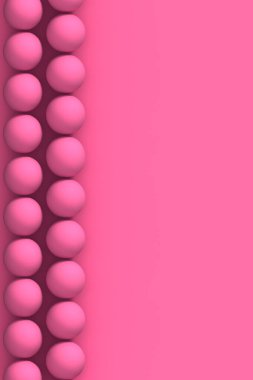 Kozmetik ürünleri posterleri, pankartlar ve broşürler için güzel küreleri olan soyut pembe arka plan. Pembe arka planda küçük boncuklar. 3d hazırlayıcı