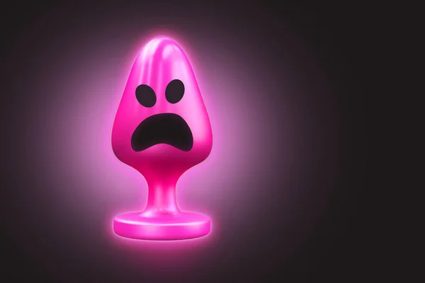 Sexual Experience Sex Toy Colorful Background Shocked Pink Butt Plug — Zdjęcie stockowe