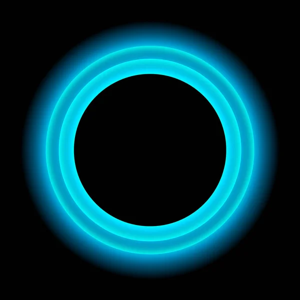 Quadro Redondo Néon Azul Bunner Giratório Luminoso Brilhando Banner Círculo — Fotografia de Stock