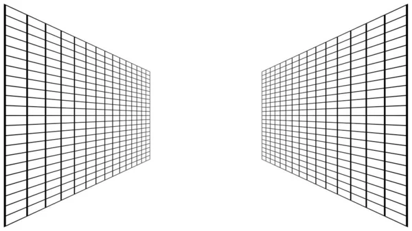 Abstraktní Perspektiva Černé Mřížky Izolované Bílém Pozadí Šablona Rybářské Sítě — Stock fotografie