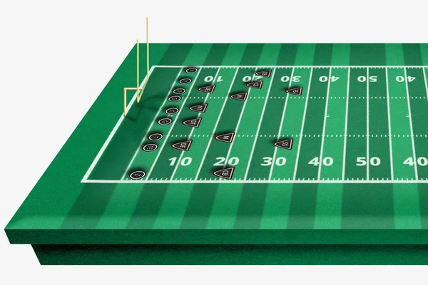 Teamspel Strategie Schema Van Voetbalwedstrijd Top Uitzicht Het Amerikaanse Voetbalveld — Stockfoto