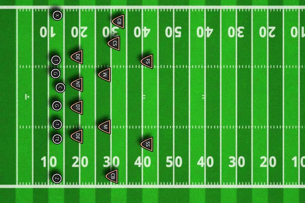 Team Play Strategy Scheme Football Game Top Views American Football — Stock Photo, Image