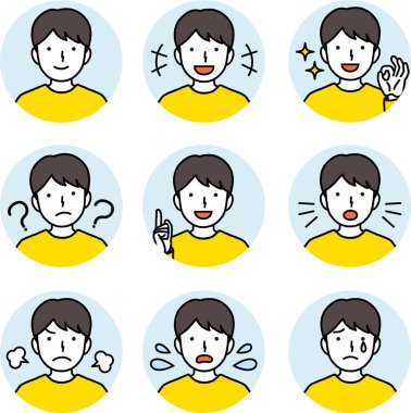 Erkek yüz ifadesi örnekleme seti