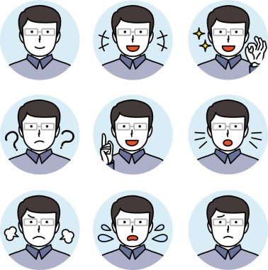 Erkek yüz ifadesi illüstrasyon simgesi
