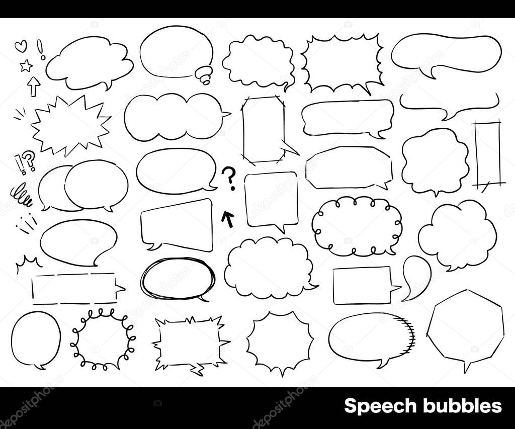 Stock Illustration: pen drawing style, speech balloon, set