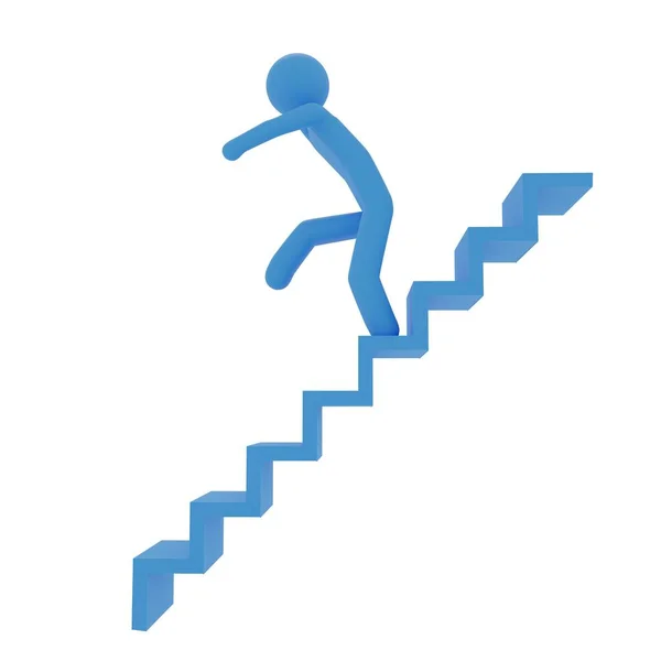 Piktogramm 3Dcg Fällt Wahrscheinlich Von Der Treppe — Stockfoto