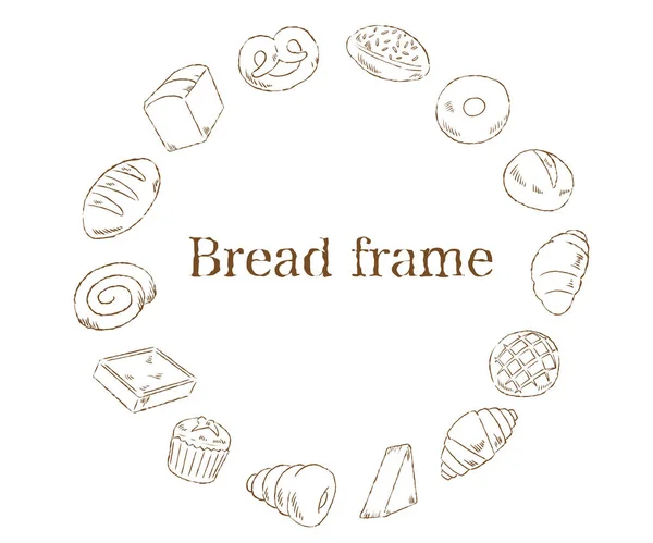 Krokant Brood Frame Illustratie Afbeelding — Stockvector