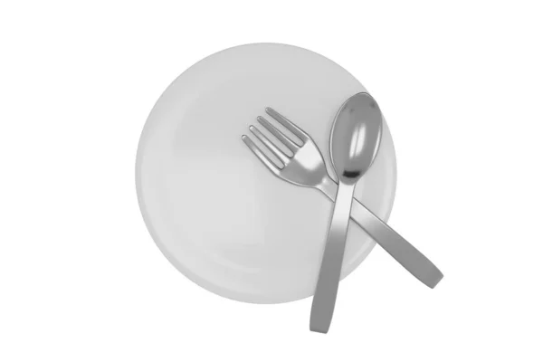 Fork Spoon Dish 3Dcg Image — Stock Photo, Image