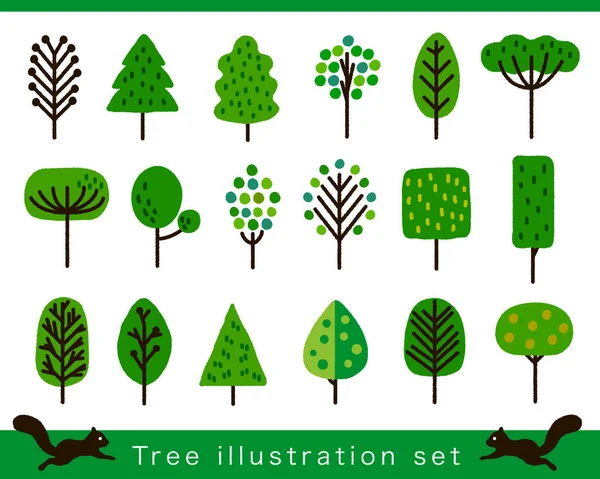 Set Ilustrasi Pohon Musim Panas Vektor - Stok Vektor