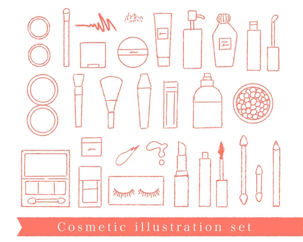 Ensemble Illustration Outils Maquillage Dessinés Main — Image vectorielle