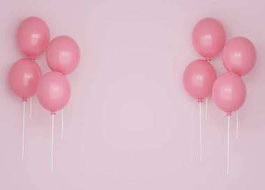 Yüzen şirin balonları olan 3dcg çerçeve