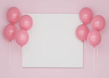 Yüzen şirin balonları olan 3dcg çerçeve