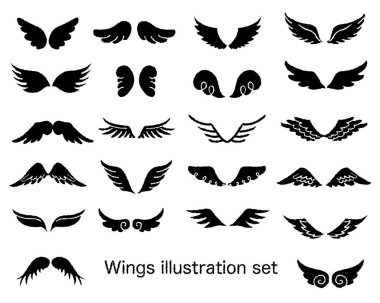 Çeşitli kanat illüstrasyon setleri