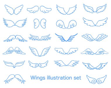 Çeşitli kanat illüstrasyon setleri